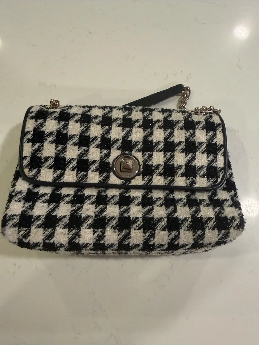 kate spade black & white houndstooth shoulder bag